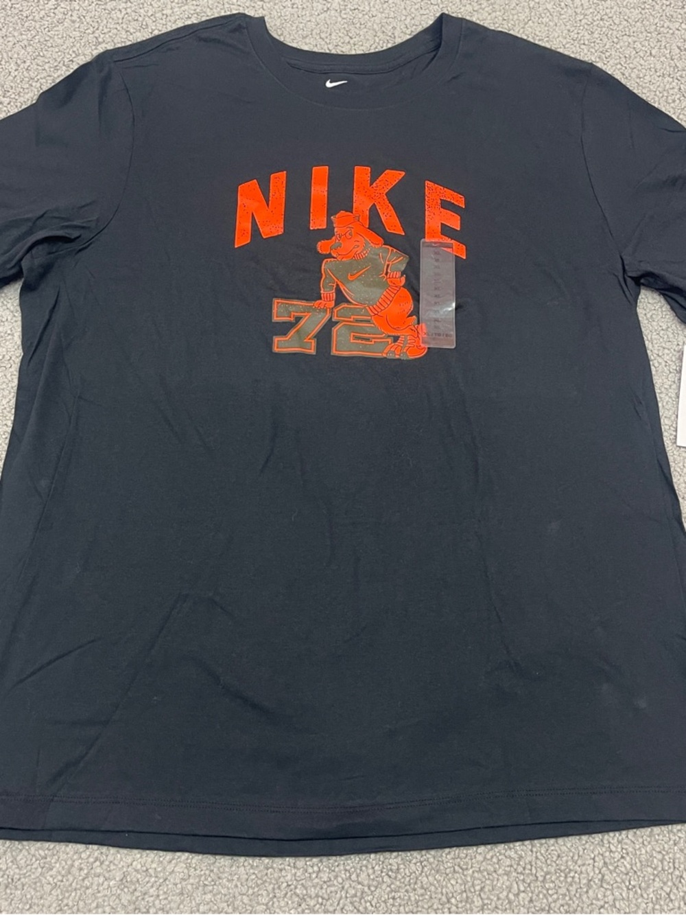Nike Mens The Nike Tee XL Black Orange Graphic Logo Dog 72 Short Sleeve Tee